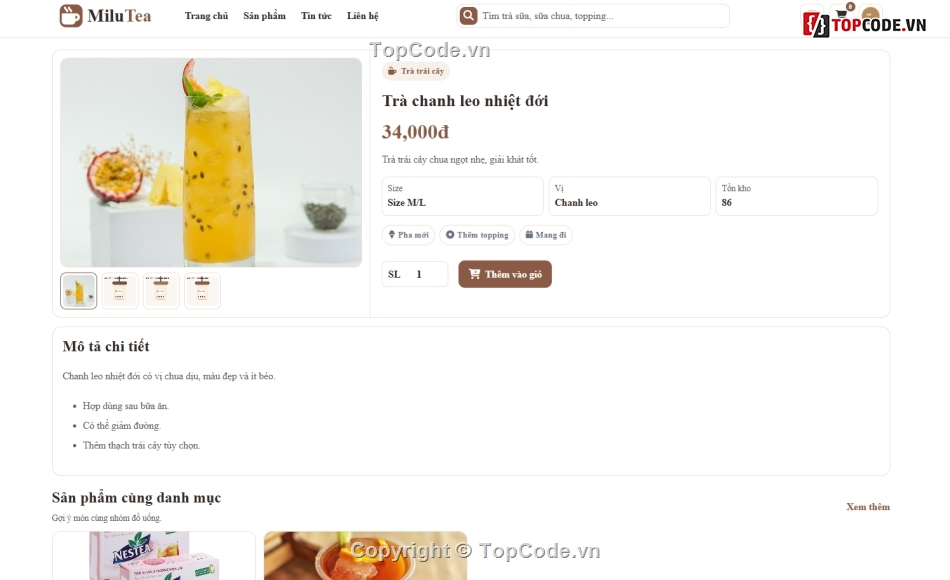 bán website,web bán sữa,web bán trà sữa